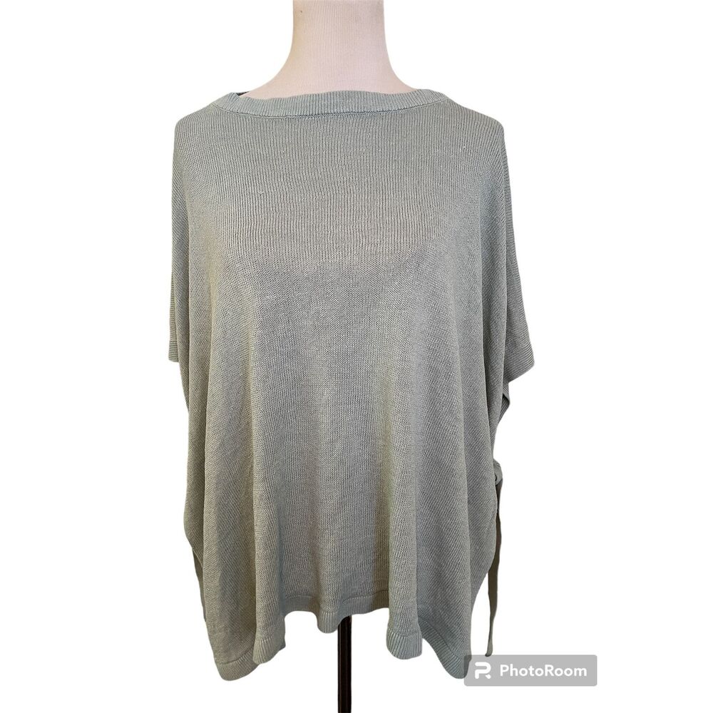J. Jill Cape Style Side Tie Linen Blend Gray Top ~ Boho ONE SIZE